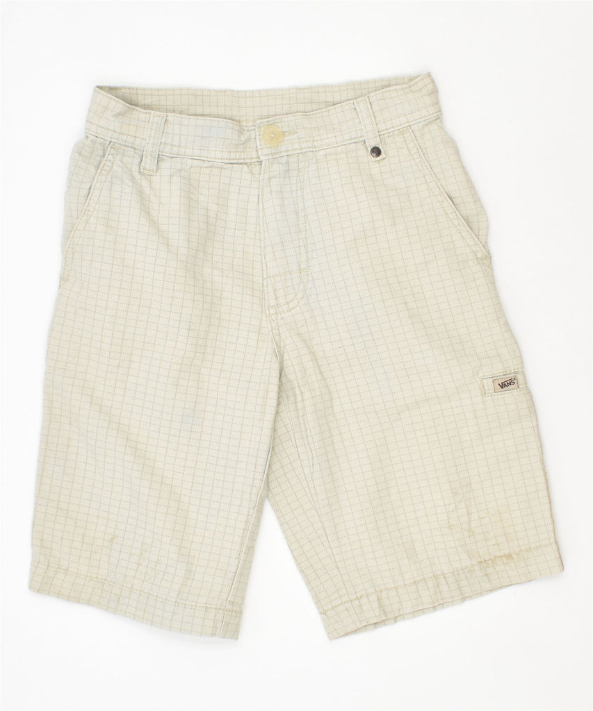 VANS Boys Chino Shorts 7-8 Years W24 Off White Check Cotton | Vintage | Thrift | Second-Hand | Used Clothing | Messina Hembry 