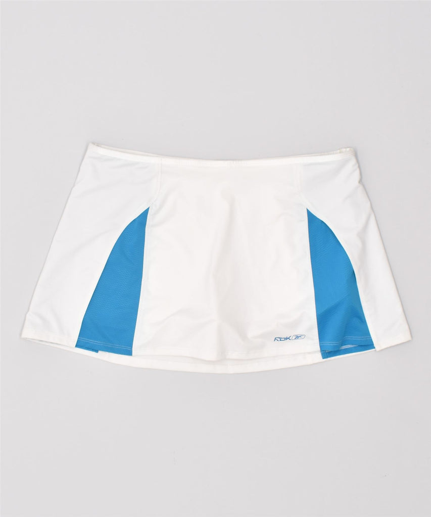 REEBOK Womens Tennis Skirt UK 14 Large W32 White Polyester | Vintage | Thrift | Second-Hand | Used Clothing | Messina Hembry 