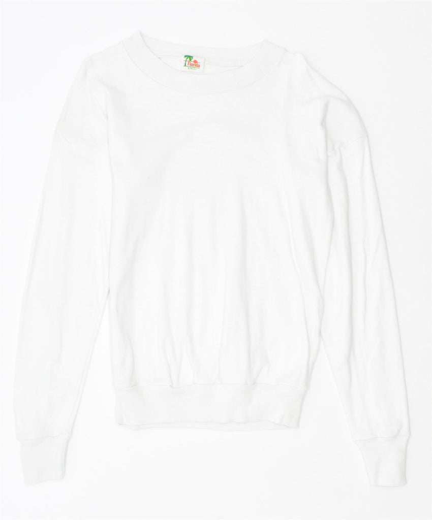 FLORIDA Womens Crew Neck Jumper Sweater UK 12 Medium White Vintage | Vintage | Thrift | Second-Hand | Used Clothing | Messina Hembry 