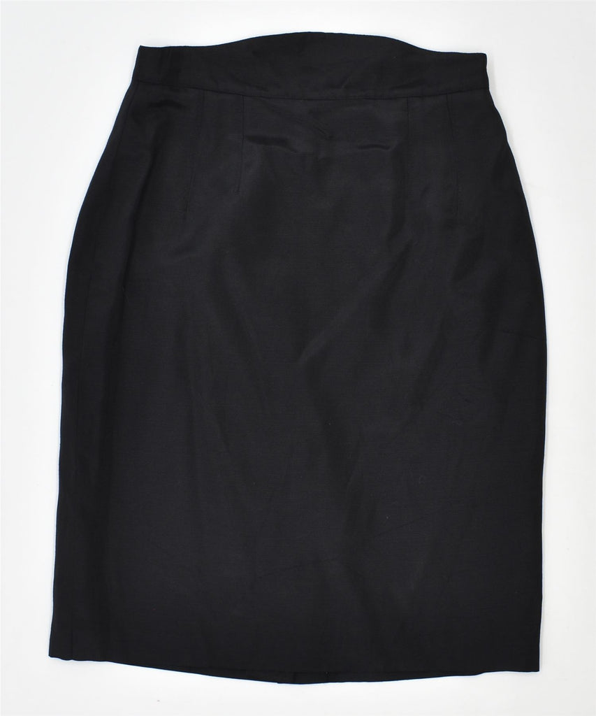 L'ESTELLE Womens Pencil Skirt UK 14 Medium W30 Black Acetate Vintage | Vintage | Thrift | Second-Hand | Used Clothing | Messina Hembry 