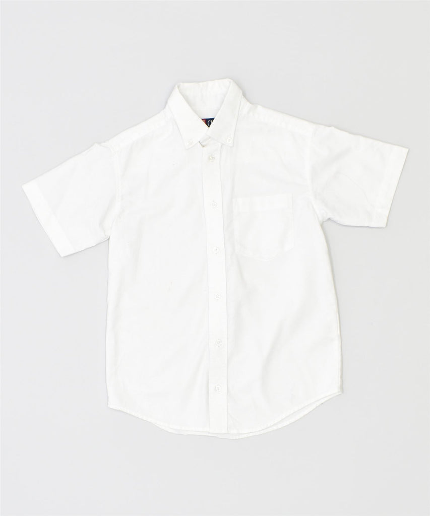 CHAPS Boys Short Sleeve Shirt 7-8 Years White Cotton | Vintage | Thrift | Second-Hand | Used Clothing | Messina Hembry 