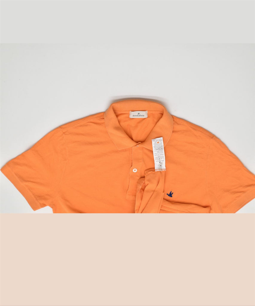 BROOKSFIELD Mens Polo Shirt IT 46 Small Orange Cotton | Vintage | Thrift | Second-Hand | Used Clothing | Messina Hembry 