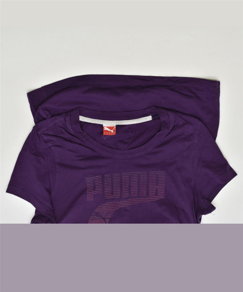 PUMA Womens Graphic T-Shirt Top UK 12 Medium Purple Cotton | Vintage | Thrift | Second-Hand | Used Clothing | Messina Hembry 
