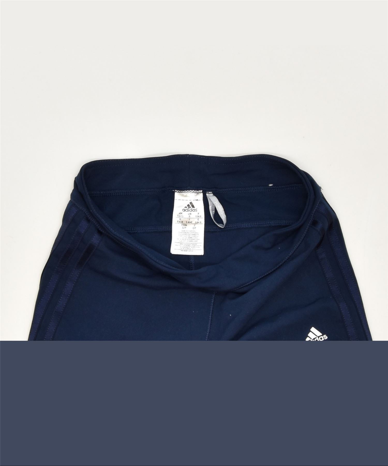 ADIDAS Womens Capri Leggings UK 8/10 Small Navy Blue Polyester Sports, Vintage & Second-Hand Clothing Online