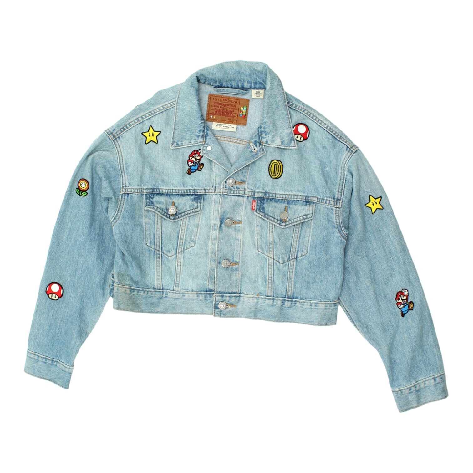 Levi's cropped denim jacket hot sale womens