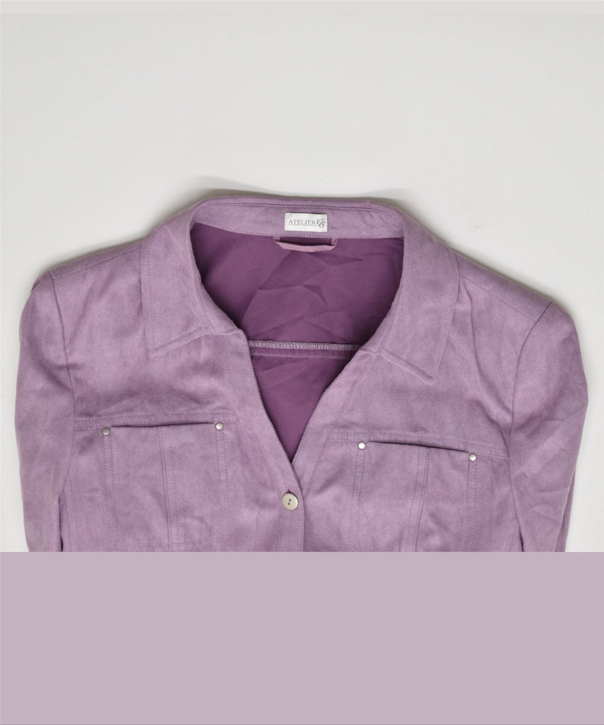 ATELIER Womens Shirt UK 14 Large Purple Polyester Vintage | Vintage | Thrift | Second-Hand | Used Clothing | Messina Hembry 