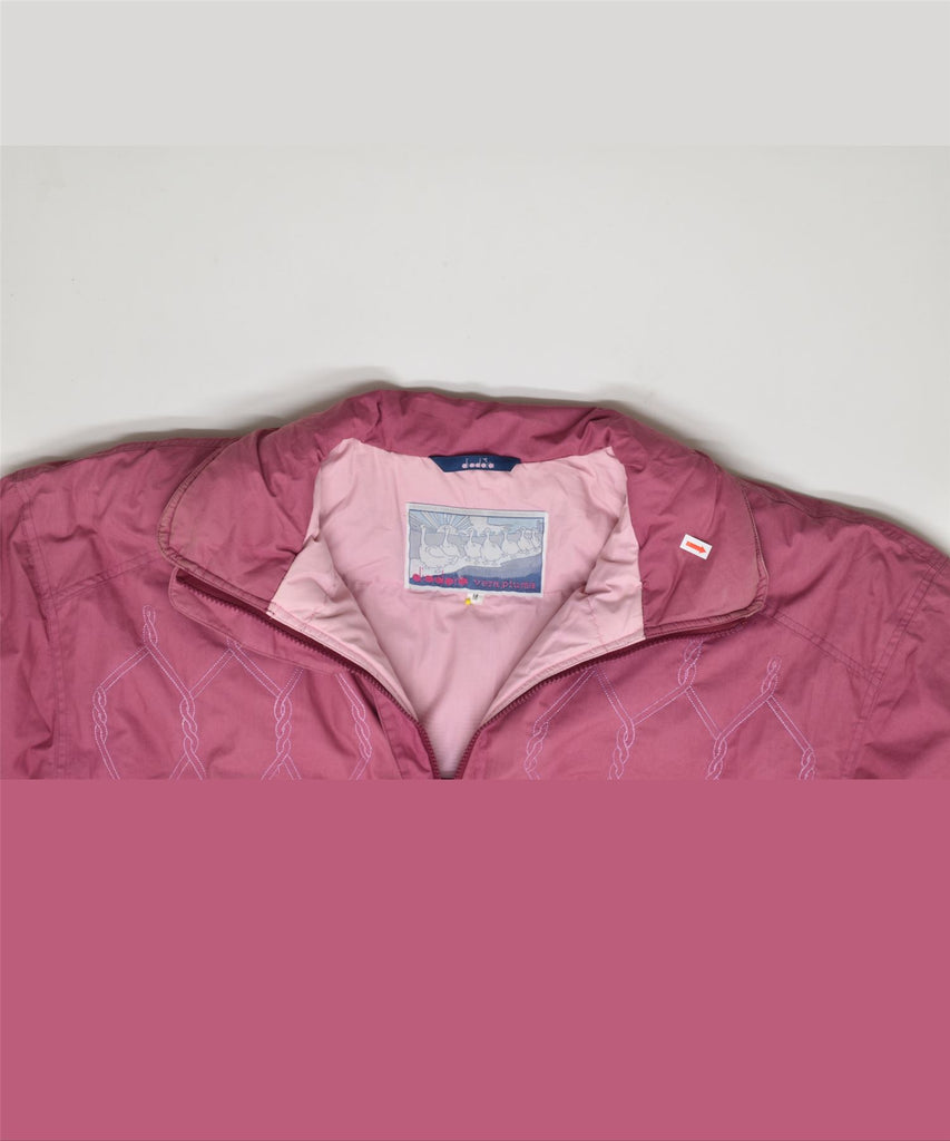 DIADORA Womens Padded Jacket UK 14 Medium Pink Polyester | Vintage | Thrift | Second-Hand | Used Clothing | Messina Hembry 