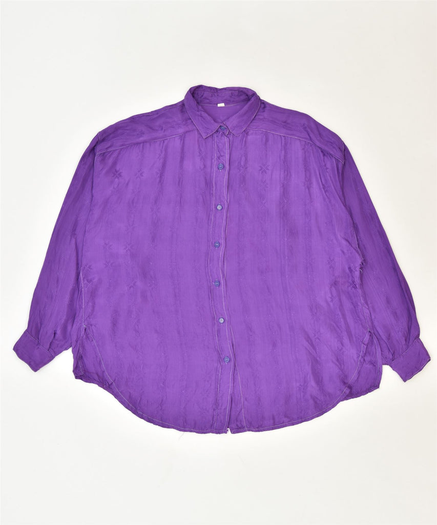 VINTAGE Womens Oversized Shirt EU 36 Small Purple Viscose Classic | Vintage | Thrift | Second-Hand | Used Clothing | Messina Hembry 