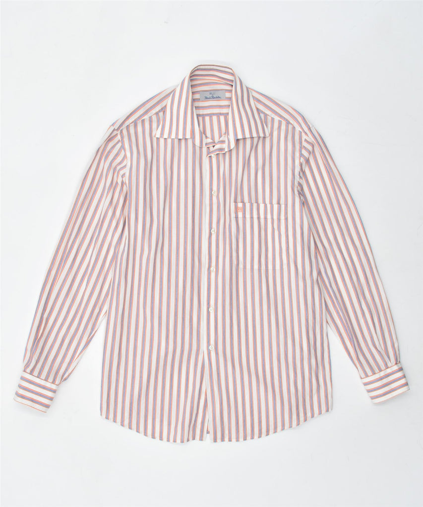 RENATO BALESTRA Mens Blu Shirt Size 16/41 Large White Striped Cotton | Vintage | Thrift | Second-Hand | Used Clothing | Messina Hembry 