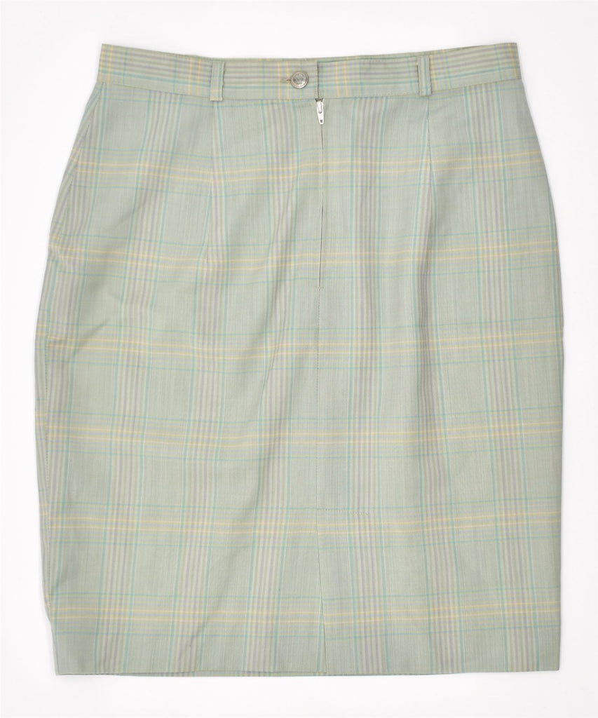 VINTAGE Womens Slim Pencil Skirt IT 46 Large W29 Green Plaid Wool | Vintage | Thrift | Second-Hand | Used Clothing | Messina Hembry 