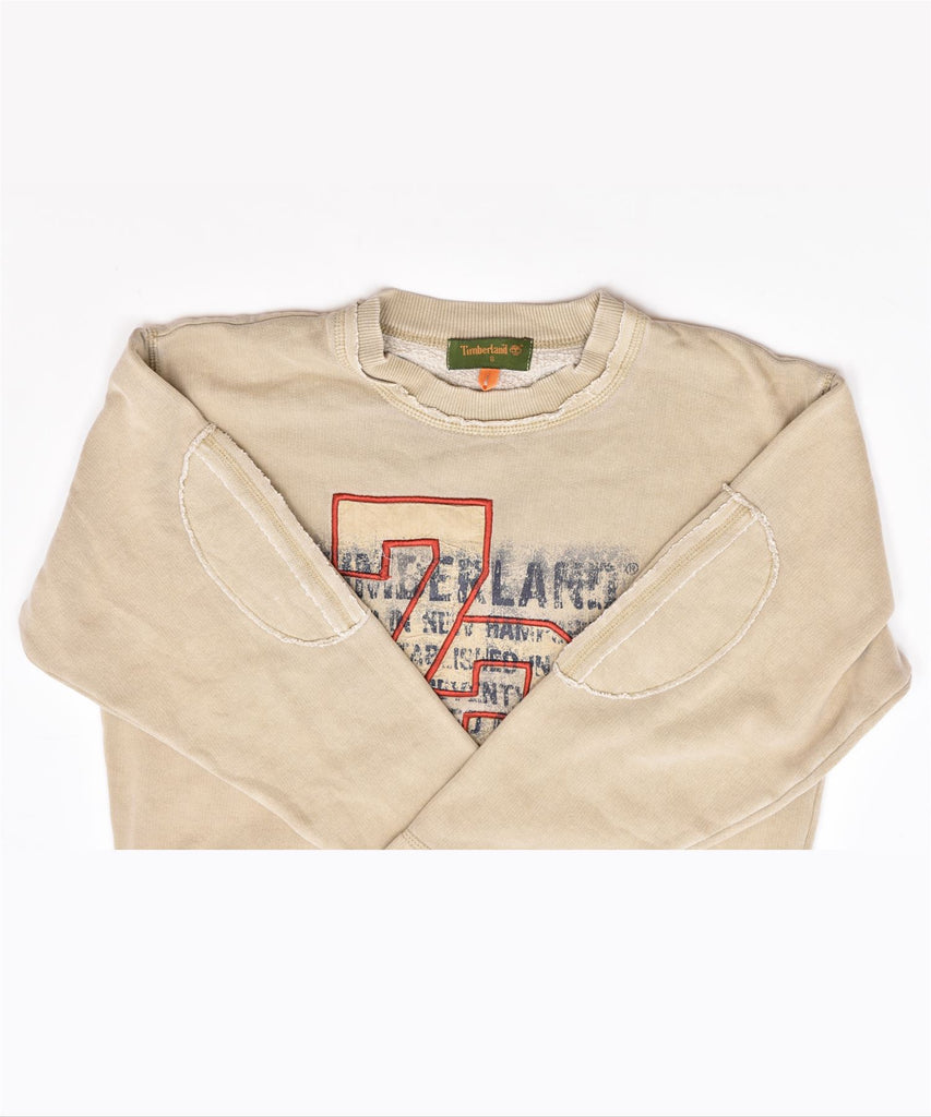 TIMBERLAND Boys Graphic Sweatshirt Jumper 7-8 Years Brown Cotton | Vintage | Thrift | Second-Hand | Used Clothing | Messina Hembry 