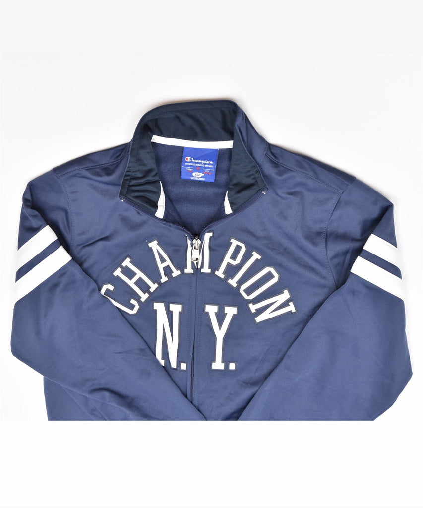 CHAMPION Boys Tracksuit Top Jacket 9-10 Years Medium Navy Blue Polyester | Vintage | Thrift | Second-Hand | Used Clothing | Messina Hembry 