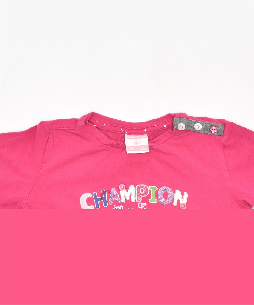 CHAMPION Girls Graphic Top Long Sleeve 2-3 Years Pink Cotton | Vintage | Thrift | Second-Hand | Used Clothing | Messina Hembry 