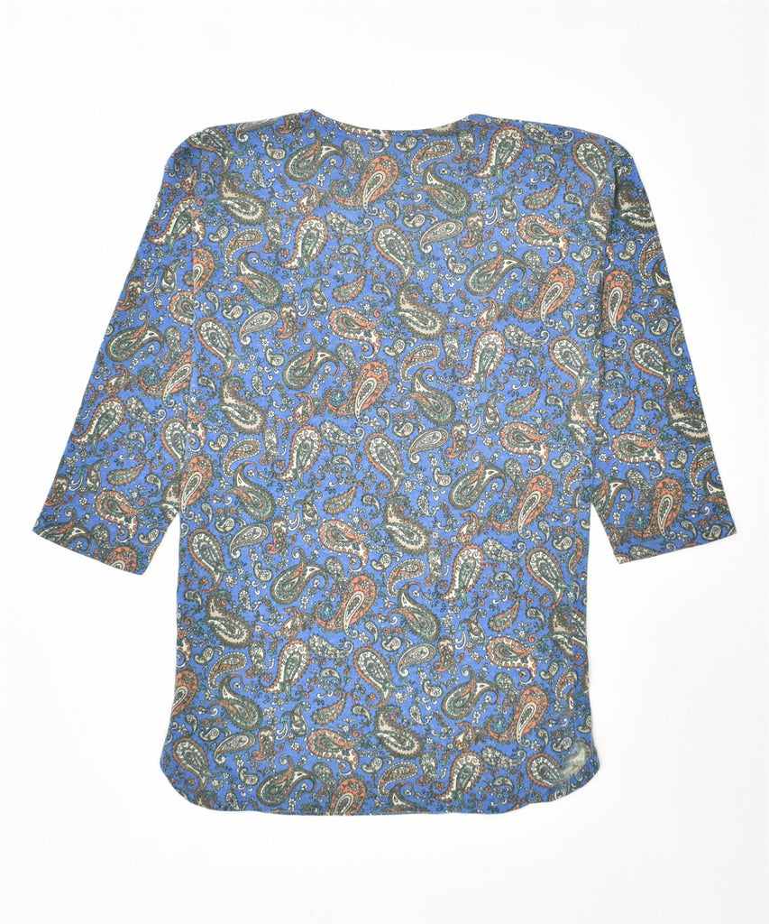 LINE EXCLUSIVE Womens 3/4 Sleeve Blouse Top UK 12 Medium Blue Paisley | Vintage | Thrift | Second-Hand | Used Clothing | Messina Hembry 