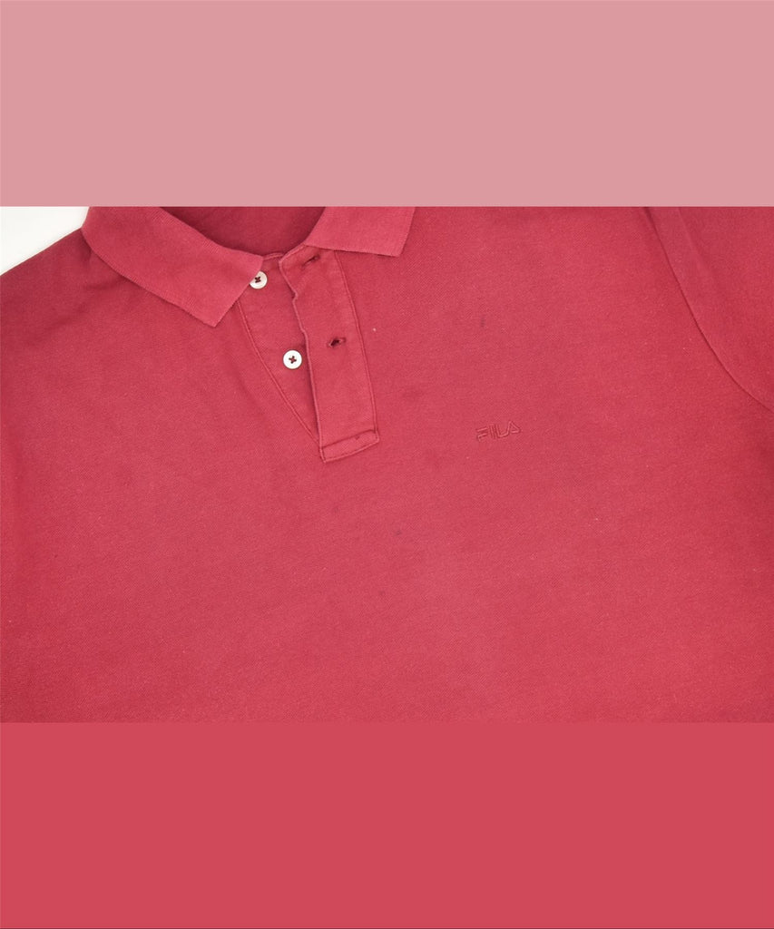 FILA Mens Polo Shirt IT 52 Large Maroon Cotton Classic | Vintage | Thrift | Second-Hand | Used Clothing | Messina Hembry 