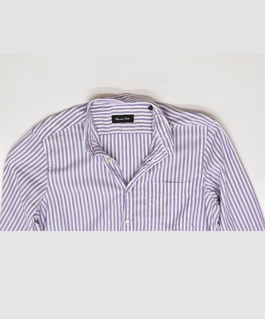 MASSIMO DUTTI Mens Shirt Large Purple Striped Cotton | Vintage | Thrift | Second-Hand | Used Clothing | Messina Hembry 