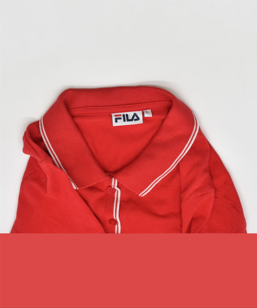 FILA Womens Polo Shirt UK 14 Large Red Cotton | Vintage | Thrift | Second-Hand | Used Clothing | Messina Hembry 