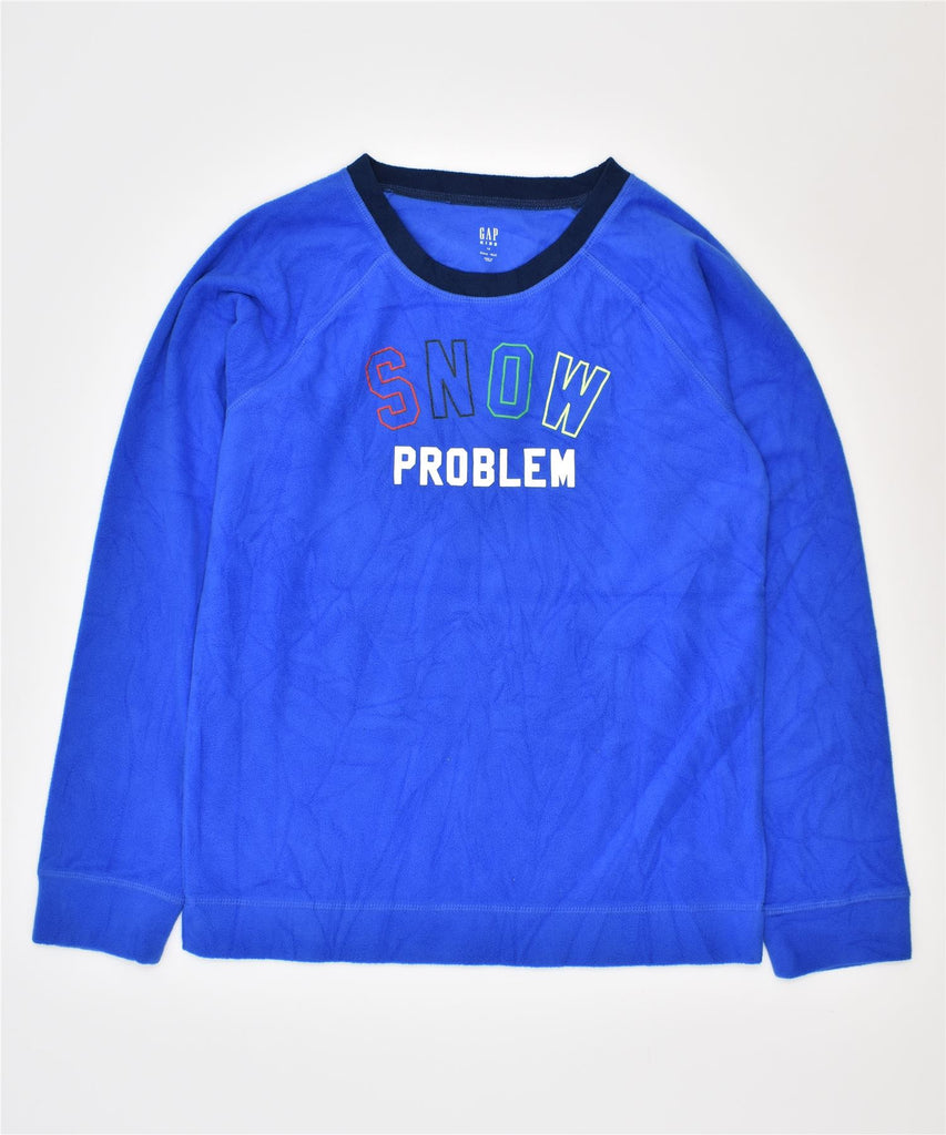 GAP Boys Graphic Fleece Jumper 13-14 Years Blue Polyester | Vintage | Thrift | Second-Hand | Used Clothing | Messina Hembry 