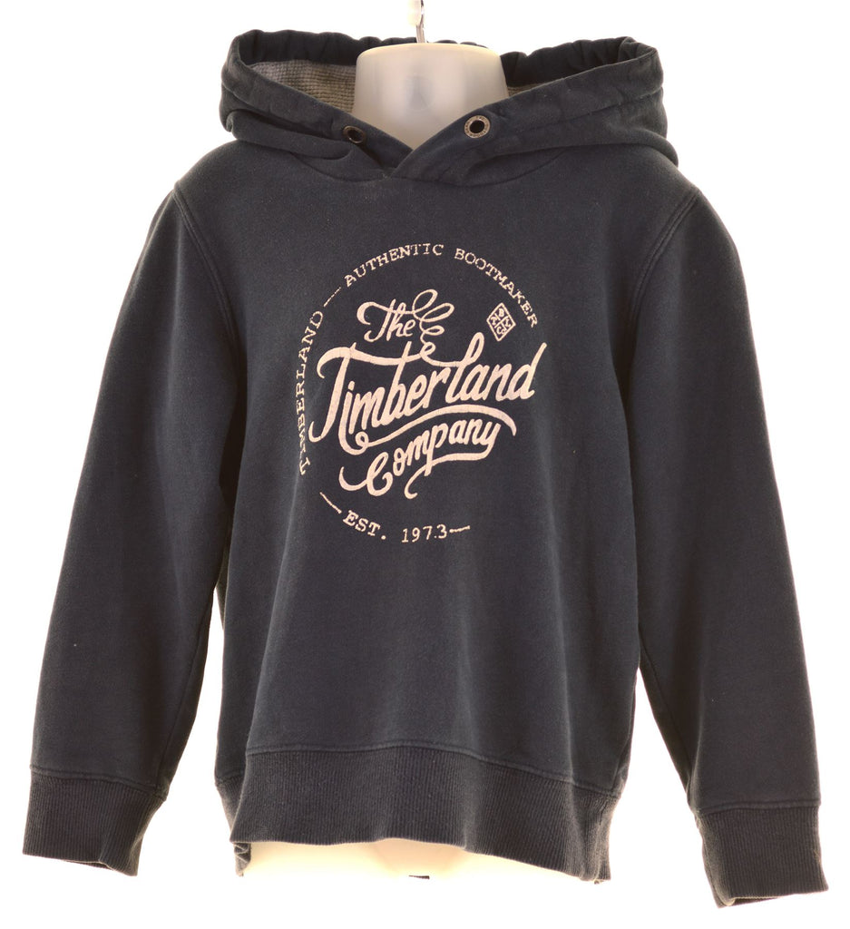 TIMBERLAND Boys Hoodie Jumper 5-6 Years Navy Blue Cotton - Second Hand & Vintage Designer Clothing - Messina Hembry