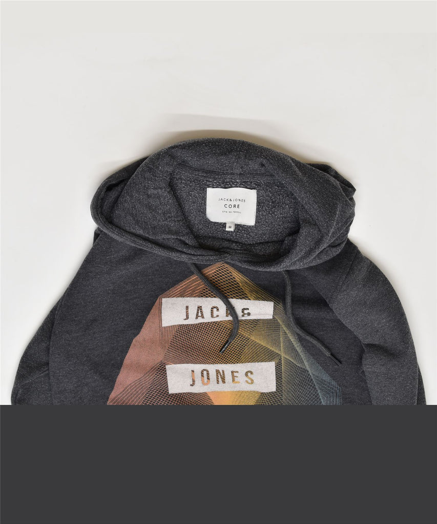 JACK & JONES Mens Graphic Hoodie Jumper Medium Grey Cotton | Vintage | Thrift | Second-Hand | Used Clothing | Messina Hembry 