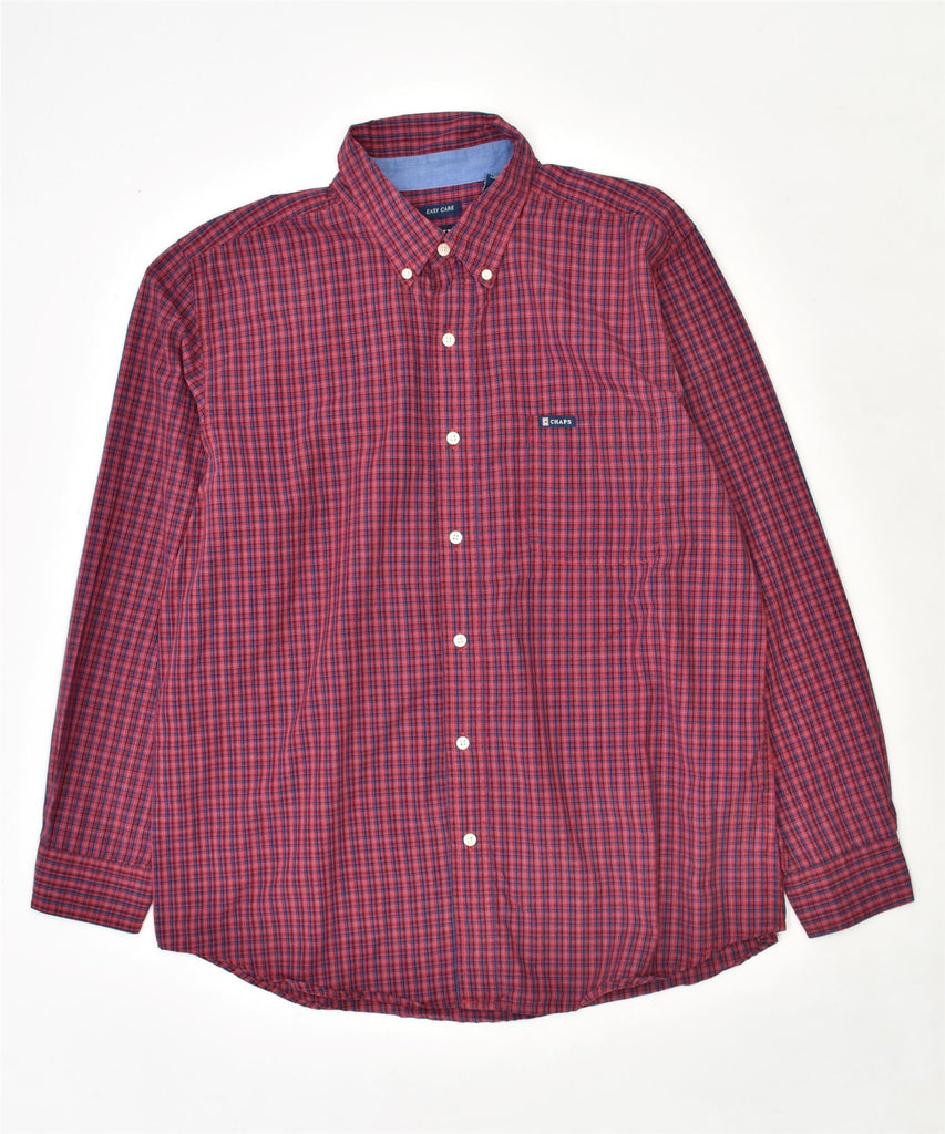 CHAPS Mens Shirt Large Maroon Check Cotton | Vintage | Thrift | Second-Hand | Used Clothing | Messina Hembry 