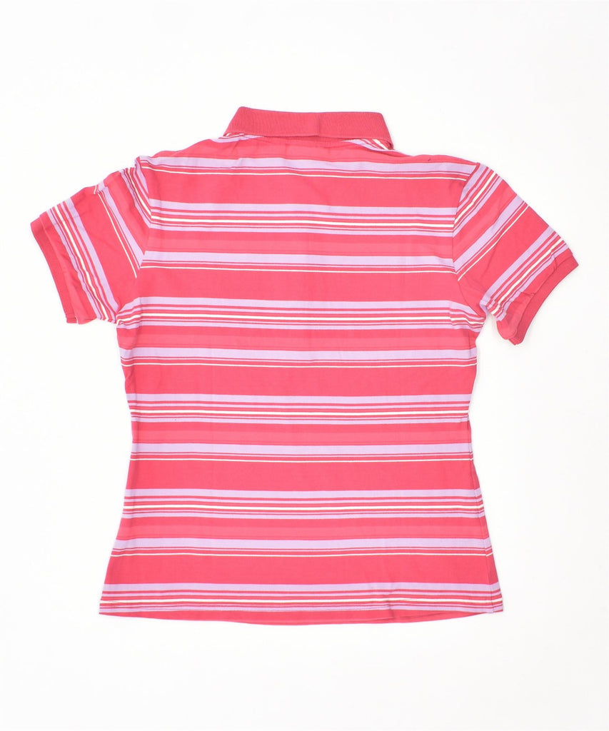 FILA Womens Polo Shirt UK 12 Medium Pink Striped Cotton | Vintage | Thrift | Second-Hand | Used Clothing | Messina Hembry 