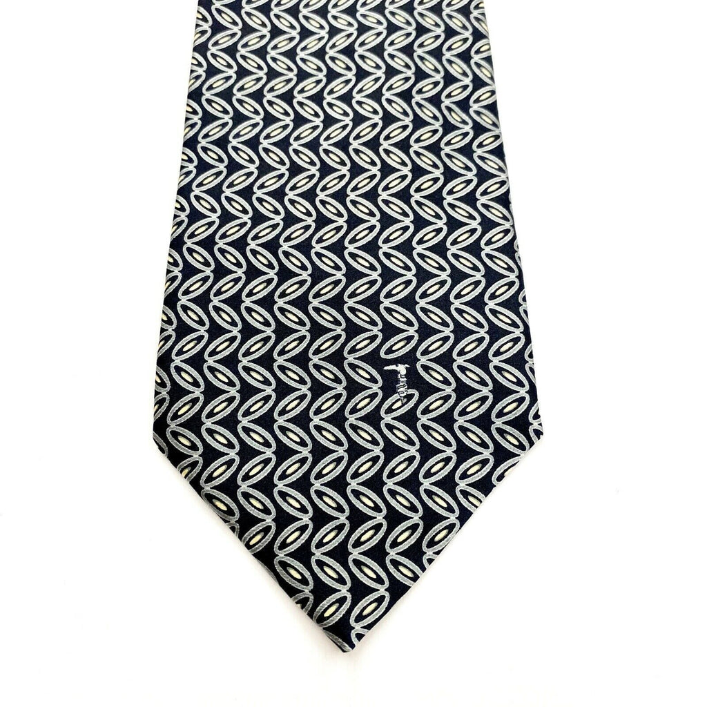 Trussardi All Over Pattern Silk Tie | Vintage Luxury High End Designer Black VTG | Vintage Messina Hembry | Thrift | Second-Hand Messina Hembry | Used Clothing | Messina Hembry 