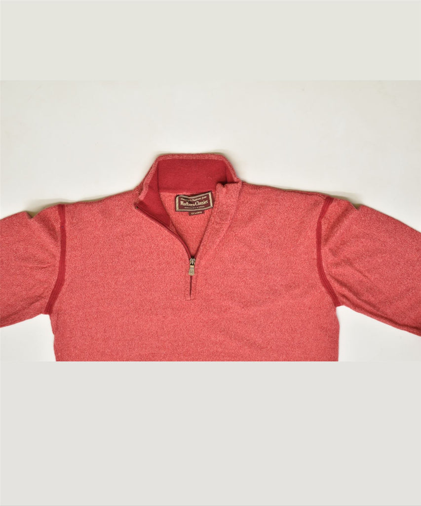 MARLBORO CLASSICS Mens Slim Fit Zip Neck Jumper Sweater 2XL Red Wool | Vintage | Thrift | Second-Hand | Used Clothing | Messina Hembry 