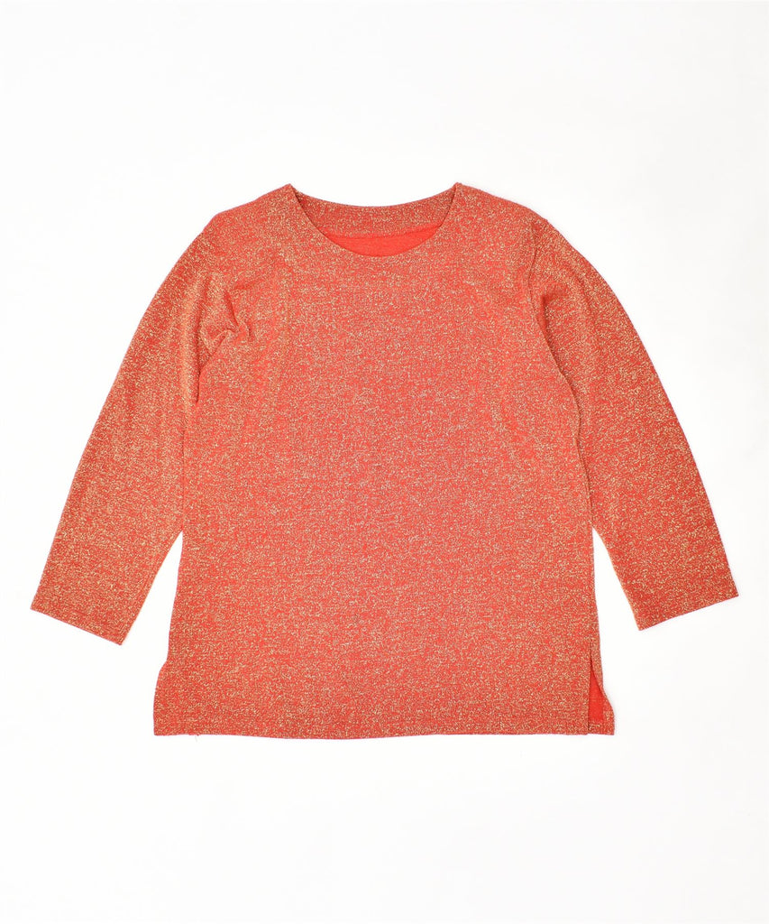 VINTAGE Womens Crew Neck Jumper Sweater UK 16 Large Orange Wool | Vintage | Thrift | Second-Hand | Used Clothing | Messina Hembry 