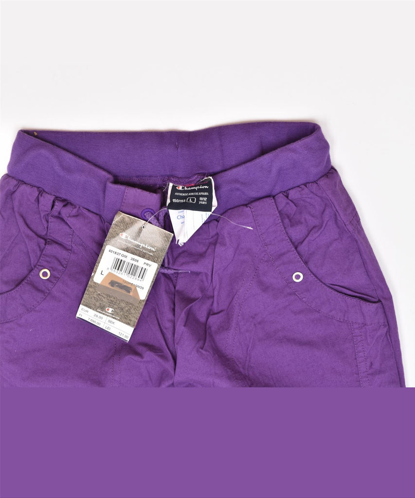 CHAMPION Girls Capri Tracksuit Trousers 11-12 Years Large Purple Cotton | Vintage | Thrift | Second-Hand | Used Clothing | Messina Hembry 