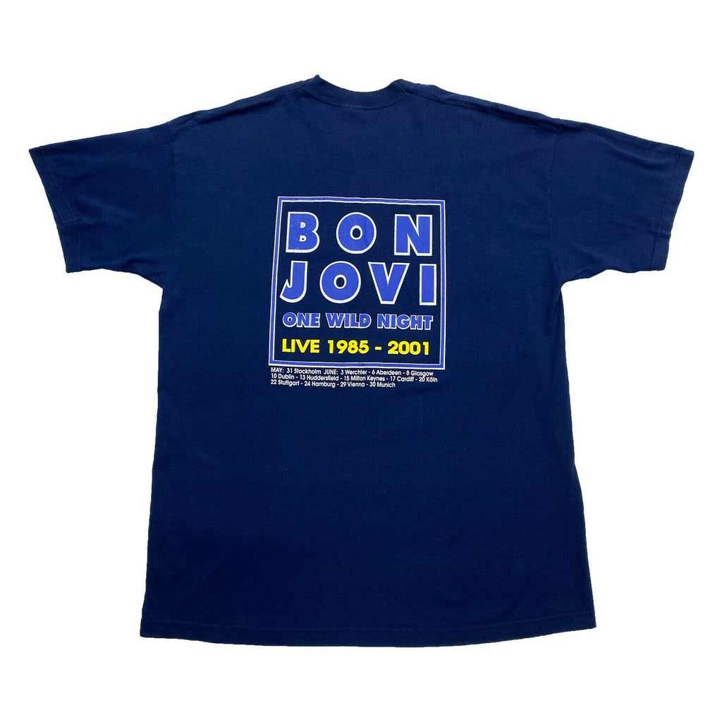 Bon Jovi One Wild Night Tour Tshirt | Vintage Pop Rock Music Band Tee Blue VTG | Vintage Messina Hembry | Thrift | Second-Hand Messina Hembry | Used Clothing | Messina Hembry 