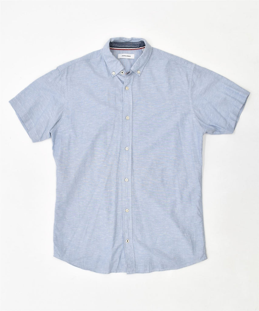 JACK & JONES Mens Short Sleeve Shirt Small Blue Cotton | Vintage | Thrift | Second-Hand | Used Clothing | Messina Hembry 