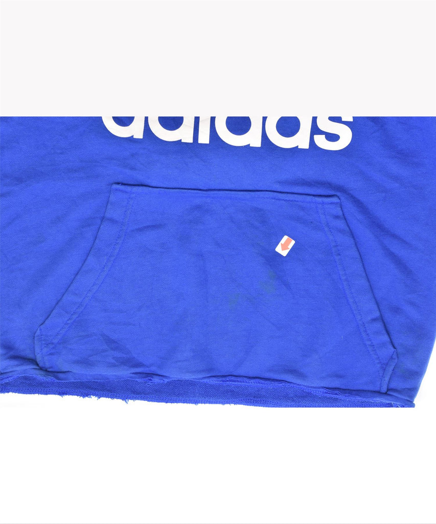 ADIDAS Girls Crop Graphic Hoodie Jumper 15-16 Years Blue Cotton | Vintage | Thrift | Second-Hand | Used Clothing | Messina Hembry 