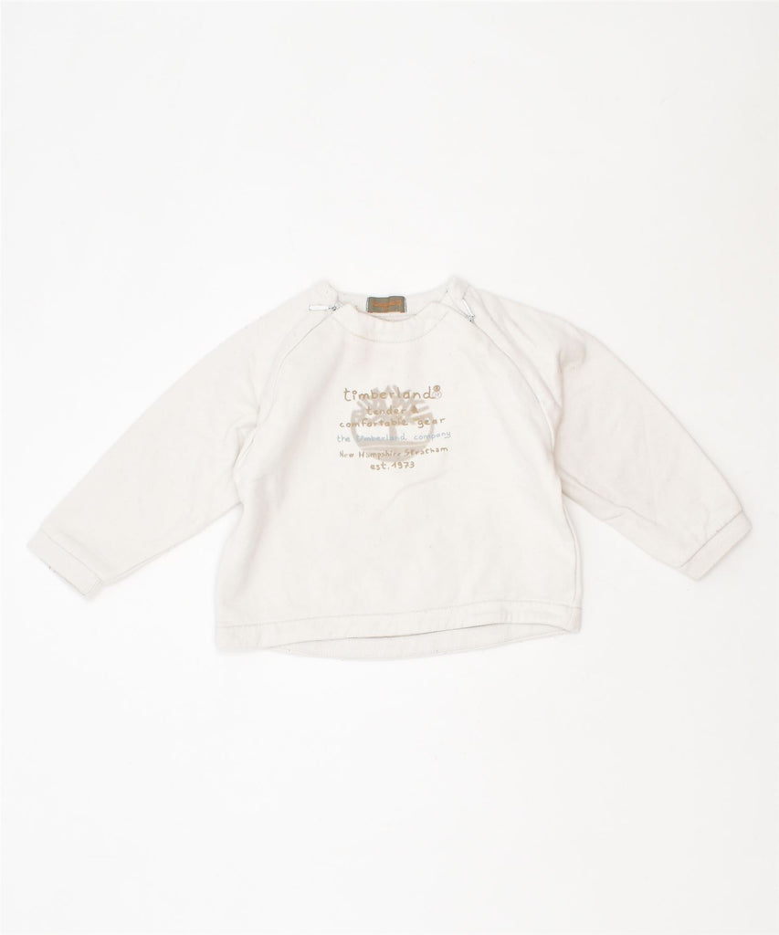 TIMBERLAND Girls Graphic Sweatshirt Jumper 12-18 Months White Cotton | Vintage | Thrift | Second-Hand | Used Clothing | Messina Hembry 