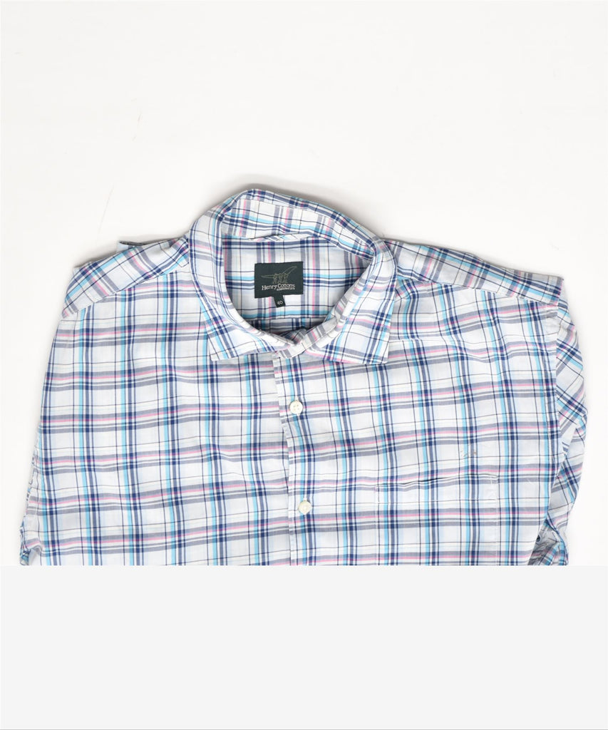 HENRY COTTONS Mens Shirt Size 40 Medium Blue Check Cotton | Vintage | Thrift | Second-Hand | Used Clothing | Messina Hembry 