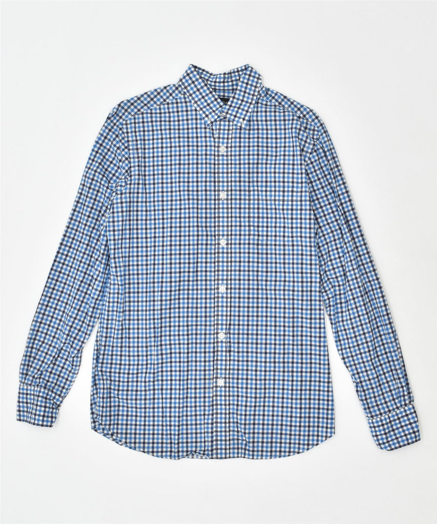 MASSIMO DUTTI Mens Shirt Small Blue Check Cotton | Vintage | Thrift | Second-Hand | Used Clothing | Messina Hembry 