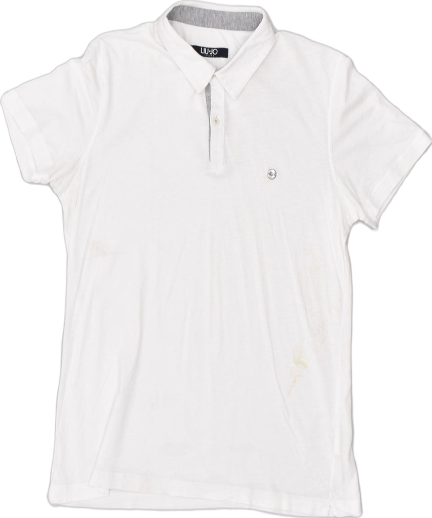 LIU JO Mens Polo Shirt Medium White | Vintage | Thrift | Second-Hand | Used Clothing | Messina Hembry 