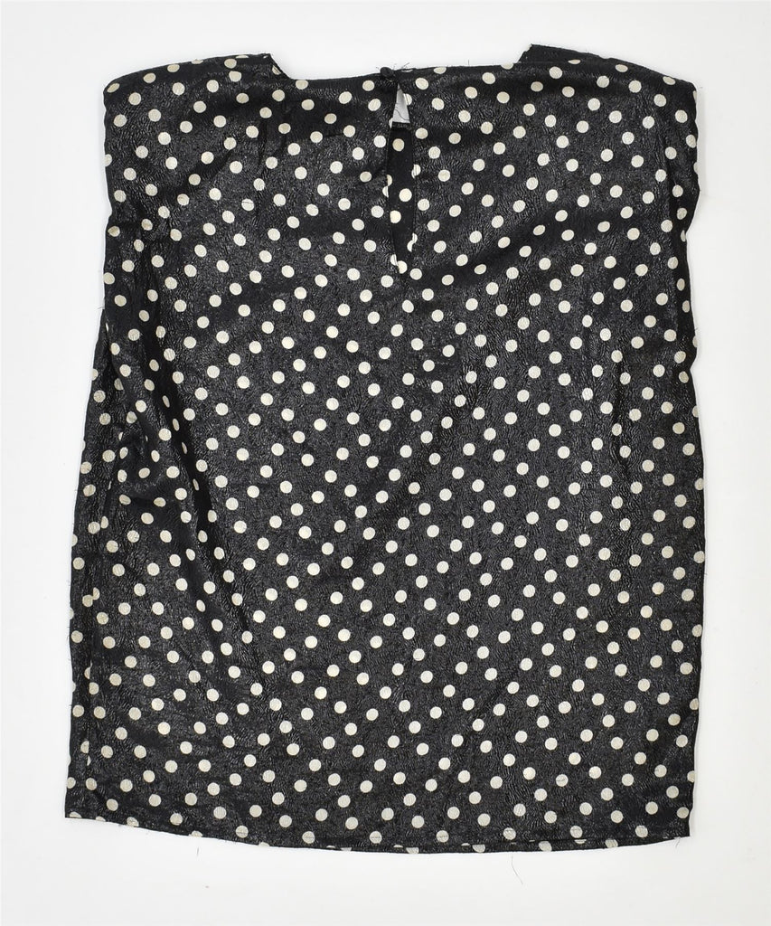 VINTAGE Womens Vest Top UK 18 XL Black Polka Dot | Vintage | Thrift | Second-Hand | Used Clothing | Messina Hembry 