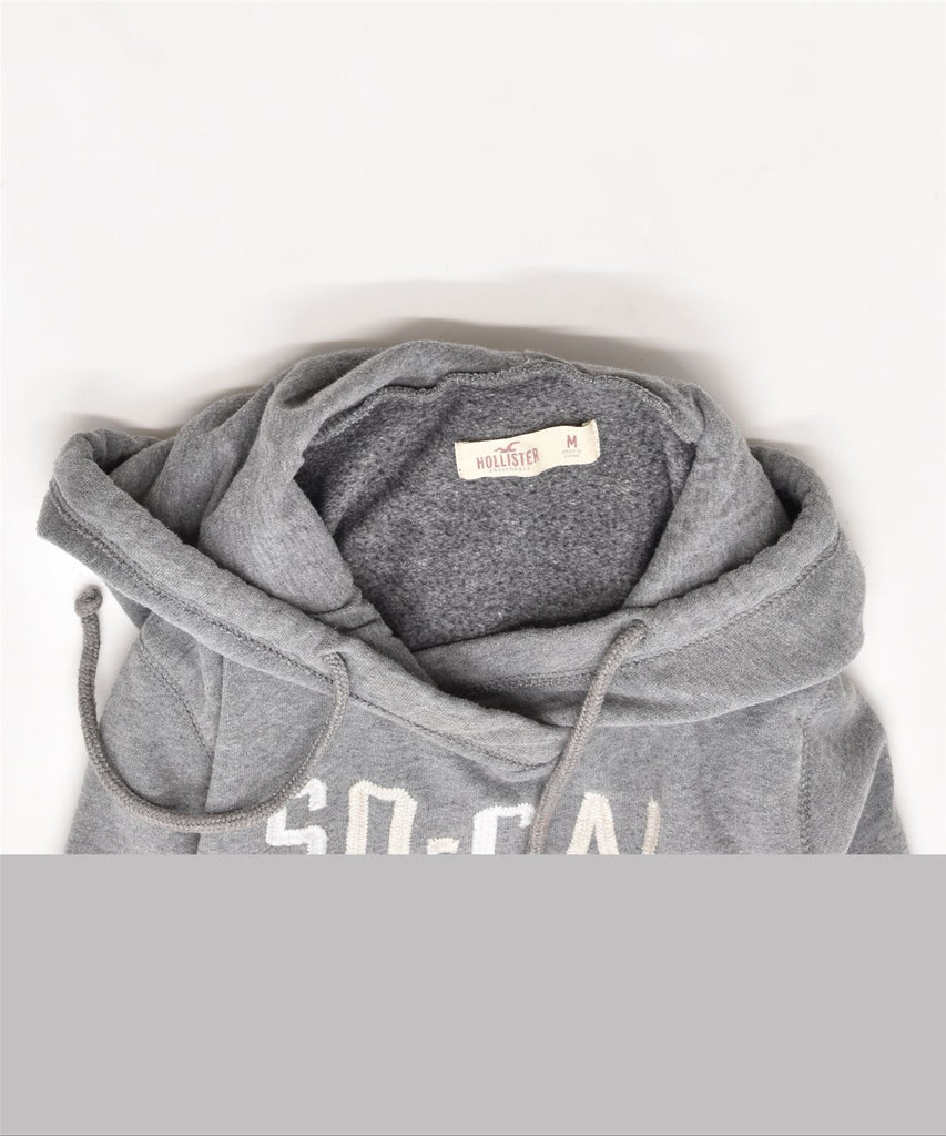 HOLLISTER Womens Graphic Hoodie Jumper UK 12 Medium Grey Cotton | Vintage | Thrift | Second-Hand | Used Clothing | Messina Hembry 