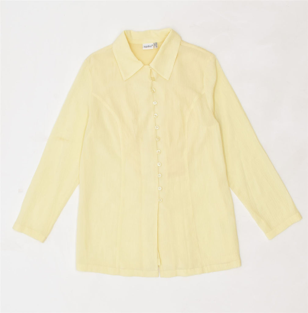 TOGETHER Womens Shirt Blouse UK 14 Large Yellow Polyester Vintage | Vintage | Thrift | Second-Hand | Used Clothing | Messina Hembry 