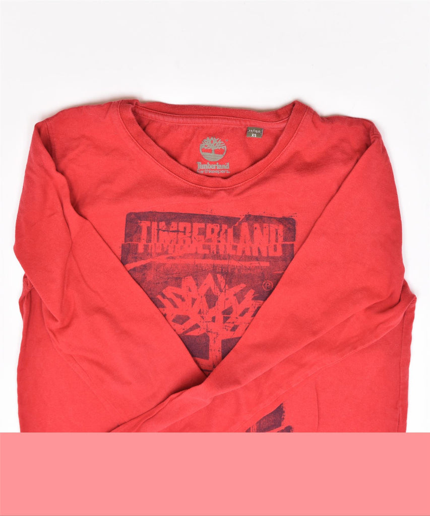 TIMBERLAND Boys Graphic Top Long Sleeve 11-12 Years Red Cotton | Vintage | Thrift | Second-Hand | Used Clothing | Messina Hembry 