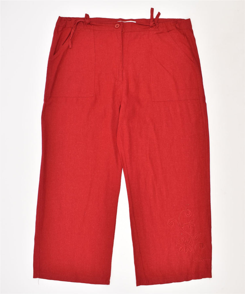 NOVA MODA Womens Capri Casual Trousers Large W34 L22 Red Linen Vintage | Vintage | Thrift | Second-Hand | Used Clothing | Messina Hembry 