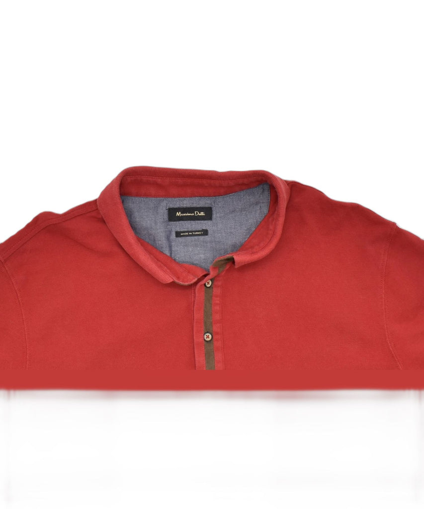 MASSIMO DUTTI Mens Polo Shirt 2XL Red Cotton | Vintage | Thrift | Second-Hand | Used Clothing | Messina Hembry 