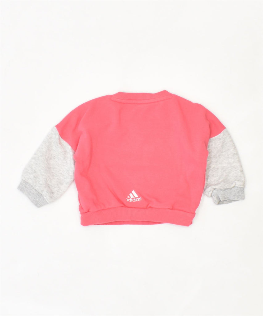 ADIDAS Girls Graphic Sweatshirt Jumper 0-3 Months Pink Polyester | Vintage | Thrift | Second-Hand | Used Clothing | Messina Hembry 