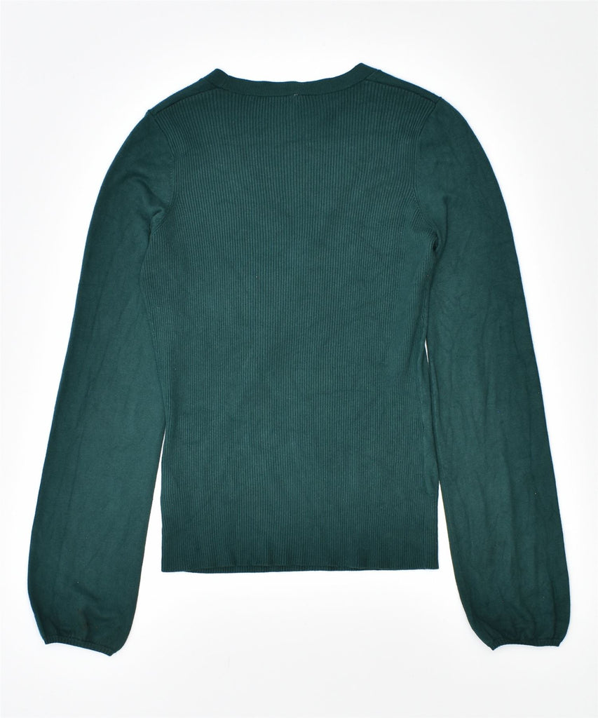 PEPE JEANS Womens V-Neck Jumper Sweater UK 10 Small Green Viscose | Vintage | Thrift | Second-Hand | Used Clothing | Messina Hembry 