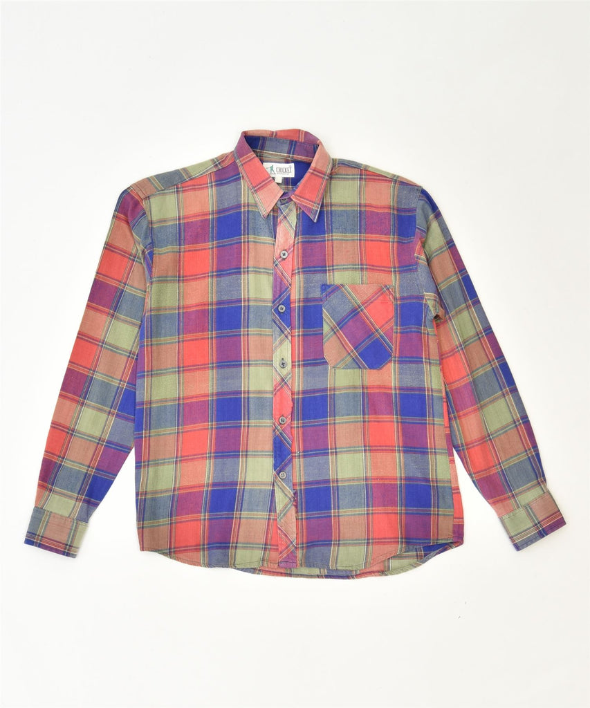 CRICKET Boys Shirt 15-16 Years Multicoloured Check Cotton Classic | Vintage | Thrift | Second-Hand | Used Clothing | Messina Hembry 