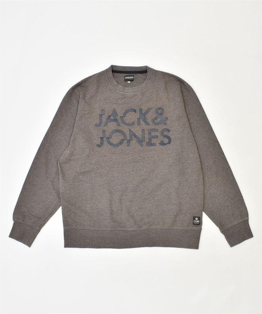 JACK & JONES Mens Graphic Sweatshirt Jumper 2XL Brown Polyester | Vintage | Thrift | Second-Hand | Used Clothing | Messina Hembry 