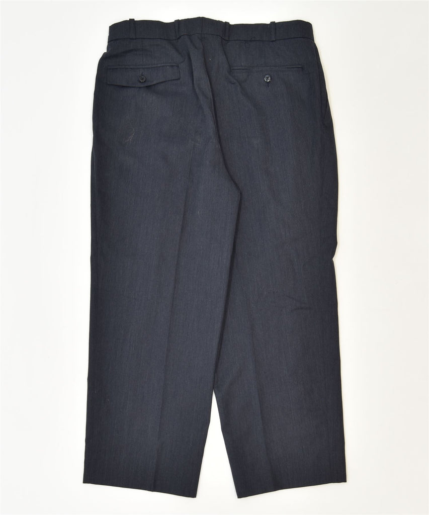 VINTAGE Womens Straight Suit Trousers IT 46 Large W34 L26 Navy Blue | Vintage | Thrift | Second-Hand | Used Clothing | Messina Hembry 