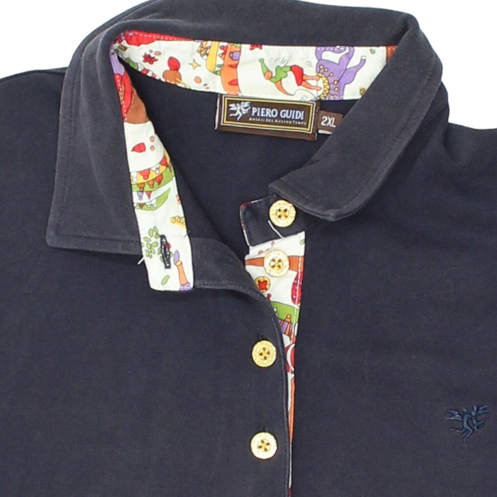 Piero Guidi Womens Navy Collared Polo Shirt | Vintage High End Designer VTG | Vintage Messina Hembry | Thrift | Second-Hand Messina Hembry | Used Clothing | Messina Hembry 