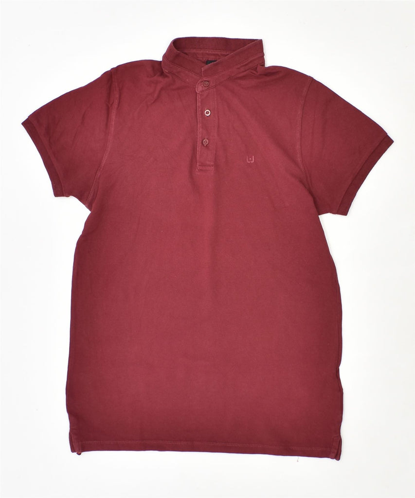 LIU JO Mens Slim Fit Button Neck T-Shirt Top Medium Burgundy Cotton | Vintage | Thrift | Second-Hand | Used Clothing | Messina Hembry 